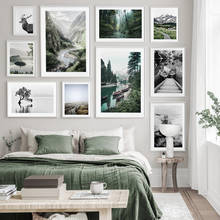 Постеры и печатные картины для домашнего декора в скандинавском стиле, с изображением природного горного пейзажа, картина маслом на холсте, для спальни 2024 - купить недорого