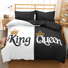 Juego de cama 3d Queen King, ropa de cama personalizada en blanco y negro, funda de edredón de dibujos animados para parejas y amantes de las niñas 2024 - compra barato