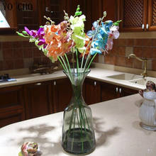 YO CHO-orquídea de seda Artificial, rama de Flores falsas de tallo largo para boda, hogar, Hotel, decoración de fiesta, tela de Orquídea, 1 ud. 2024 - compra barato