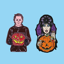 Michael Myers-broche de esmalte con forma de linterna de calabaza para Halloween, alfileres de solapa de aleación de Metal, accesorios de joyería 2024 - compra barato