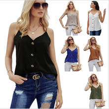 2019 New Women Solid Color Vest Tops Female Summer Sleeveless V-Neck Sexy Button Strap Vest Tops Cami Tank Camisole Top Casual 2024 - buy cheap