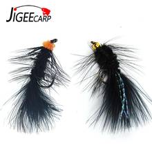 Jigeecarp 10pcs Black Woolly Bugger Streamer Flies Fly Fishing Lure Streamer Bead Golden Head Trout Carp Fishing Lures Bait 2024 - buy cheap