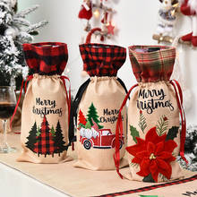 Funda para botella de vino de Navidad, árbol de Navidad, media de flores, soportes de regalo, decoraciones de Feliz Navidad para el hogar, decoración de Navidad y Año Nuevo 2020 2024 - compra barato