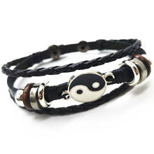 Taichi  Spider Skull Cross Retro Vintage Punk Alloy Charm Cuff Men Leather Bracelets For Women Men Male Jewelry Wholesale 2024 - buy cheap