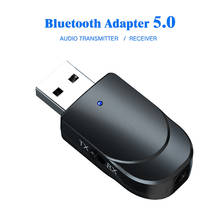 Mini transmissor e receptor sem fio usb 5.0, adaptador com entrada de 3.5mm para música estéreo, aux adaptador para tv, carro, pc, fones de ouvido 2024 - compre barato