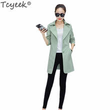 Tcyeek Women's Korean Style Slim Fit Coats 2020 Fashion Female Outerwear Windbreaker Ladies Elegant Long Coat Casual Tops LWL504 2024 - buy cheap