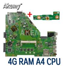 Материнская плата для ноутбука Amazoon X550WE для For Asus X550WAK X550WE X550W протестированная оригинальная материнская плата 4G RAM A4 CPU 2024 - купить недорого