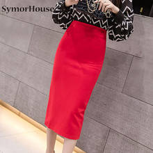 2022 New Pencil Skirt Women Plus Size 5XL Bodycon Fashion High Waist Elastic Women Skirt Red Black Slit Women's Midi Skirts 2024 - buy cheap