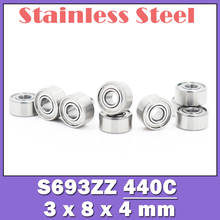 Rolamento s693zz 3*8*4mm (10 pces) rolamentos de esferas de aço inoxidável do zz do rolo 440c s693z s693 2024 - compre barato