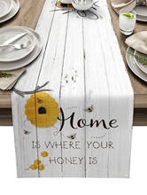 Camino de mesa de grano de madera, Mantel y manteles individuales de panal de abeja, decoración moderna para mesa de comedor de fiesta, boda 2024 - compra barato