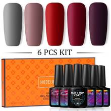 Modelones 6Pcs/Lot Red Color Matte Effect UV Gel Polish Hybrid Long Lasting Led Gel Nail Lacquer With Box Package Matte Gel Set 2024 - buy cheap