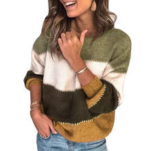 Winter Patchwork Sweater Women Autumn casual o neck Long Sleeve Knitted Sweaters Female New Loose Sweater pullovers dropshipping 2024 - buy cheap