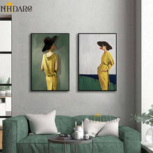 Vogue Fashion Canvas Print Poster Painting European Modern Style Yellow Dress Woman Wall Pictures Art Home Decor for Living Room 2024 - buy cheap