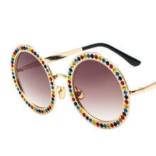 Gafas De Sol redondas De diamante para mujer, anteojos De Sol femeninos con montura De aleación y piedras preciosas 2024 - compra barato