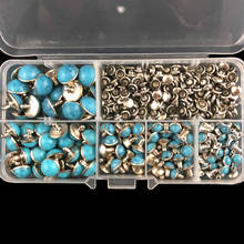 YORANYO 240 Sets Blue Turquoise Rivets Silver Color Metal Studs fit for Bag Shoes Bracelet Tandy Leather Shipping Free 2024 - buy cheap