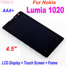 Pantalla LCD de 4,5 pulgadas AAA + para Nokia Lumia 1020, montaje de digitalizador con pantalla táctil con Marco, piezas de repuesto 2024 - compra barato