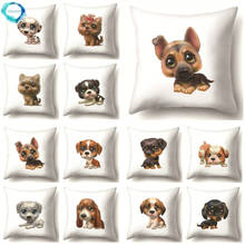 Capa de travesseiro de poliéster estampa de cachorro, animal, capa de almofada, decoração de sofá, fronha, 45x45cm 2024 - compre barato