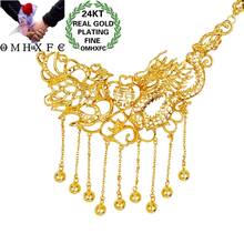 OMHXFC Wholesale NL242 European Fashion Fine Woman Bride Party Birthday Wedding Gift Dragon Phoenix 24KT Gold Pendant Necklace 2024 - buy cheap