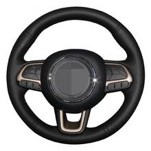 Car Steering Wheel Cover Hand-stitched Black Artificial Leather Wrap For Jeep Renegade 2016 2017 Compass 2017 2024 - buy cheap