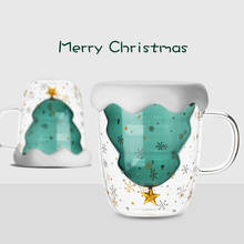 Рождественская елка, стеклянная кофейная чашка с двойными стенками, латте, кружка для кафе, магазина, Рождества, пожеланий, звезд, событий, приключений, красивая чайная чашка, подарочная коробка 2024 - купить недорого