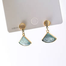 Popular jewelry wholesale temperament simple blue ice crystal fan-shaped wild earrings women's fashion new earrings Oorbedels 2024 - buy cheap
