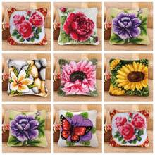 DIY Flowers Embroidery Carpet Pillow Borduurpakket Kussen Latch Hook Kits Knooppakket Klink Haak Kleed Bloemen Do It Yourself 2024 - buy cheap