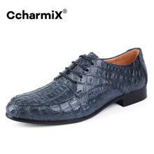 CcharmiX Fashion Alligator Grain Genuine Leather Mens Oxfords Lace-Up Business Men Dress Shoes Party zapatos hombre Big Size 50 2024 - купить недорого