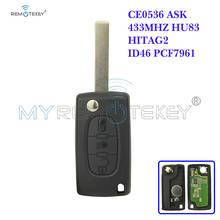 Remtekey CE0536 флип дистанционный ключ 3 кнопки с светильник HU83 ключ лезвие 434 МГц для Citroen ключ автомобиля Peugeot 2024 - купить недорого