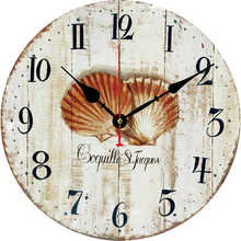 Vintage Marine Seashells Round Wall Clockvintage Ocean Animal Wooden Wall Clock Cute Marine Fish Shells Starfish Wall Clock, 2024 - buy cheap