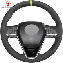 LQTENLEO Black Suede DIY Car Steering Wheel Cover For Toyota Avalon Camry Crown 2018-2019 Corolla 2018-2020 RAV4 2019 2024 - buy cheap