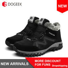 DOGEEK  2019 Warm Leather Men Boots Winter with Fur Snow Boots Men Winter Work Casual Shoes Sneakers High Top Rubber Ankle Boots 2024 - buy cheap