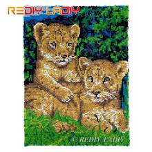 Latch Hook Rug Two Lion Clubs Chunky Yarn Tapestry Kits Crocheting Cushion Mat DIY Carpet Rug Needlepoint Hobby & Crafts 61*81cm 2024 - buy cheap