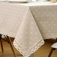 Toalha de mesa de algodão de linho com renda estampa de flores mamr999 2024 - compre barato