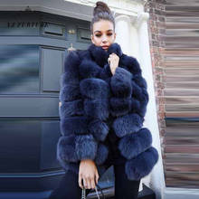 2020 New Real Fur Coat Women Winter Fashion Genuine Fur Female Jacket Thick Pelt Natural Fox Fur Coat Stand Collar Luxury FC-270 2024 - buy cheap