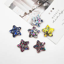 60Pcs 3.2CM Glitter Star Padded Appliques Shiny Solid Color Children Hair Clip Accessories Patches 2024 - buy cheap