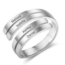 Personalize Ring Classic Adjustable Stainless Steel Jewelry Engrave 4 names Customize Elegant Ring Simple Wedding Gift for Women 2024 - buy cheap