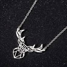Oly2u New Year Jewelry Gift Lucky Origami Deer Necklace Stainless Steel Albanian Double Headed Bird Collar Collier for Women 2024 - buy cheap