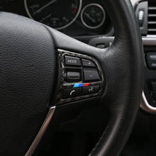 Acessórios interiores do carro de fibra carbono botões volante quadro capa adesivo para bmw 1 2 3 4 series 3gt f20 f22 f30 f32 f34 2024 - compre barato