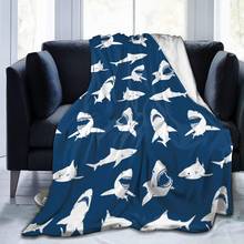 Tubarão azul feroz super macio felpudo cobertor de pelúcia aconchegante flanela lance cobertor cobertor ao ar livre para sofá ou cama lance tamanho 2024 - compre barato
