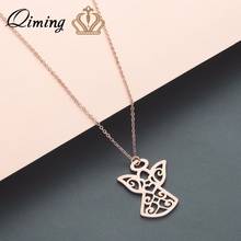 QIMING Hollow Baby Angle Necklace For Women Amulet Girls Stainless Steel Jewelry Statement Guardian Pendant Necklace Collar 2024 - buy cheap