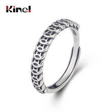 Kinel étnico 925 prata esterlina moeda anel feminino vintage punk personalidade anéis de prata simples aberto ajustável jóias 2024 - compre barato