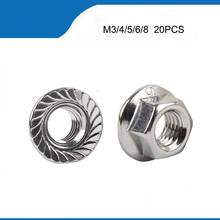 20Pcs DIN6923 M3 M4 M5 M6 M8 304 Stainless Steel Hexagon Flange Nuts Pinking Slip Locking Lock Nut HW015 2024 - buy cheap