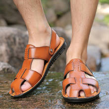 Sandalias De piel auténtica para Hombre, calzado De playa para Hombre, sandalias De plataforma De talla grande 48, verano 2020 2024 - compra barato