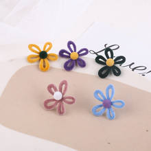 4pcs Korea Flocking Autumn and Winter Flower Stud Earrings Ladies elegant Five Petal Flower Candy Color diy Jewelry Accessories 2024 - buy cheap
