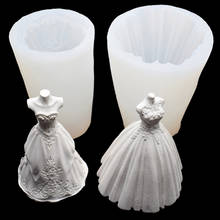 1PC White Silicone Wedding Dress 3D Silicone Mold Handmade Epoxy Resin Mold Candle Wax Soap Making Model Cake Decorating Tools 2024 - buy cheap