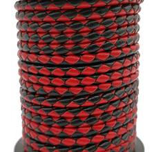 Aaazee 1 Yard 4mm Round Black and Red Mixed Braided Bolo Leather Strap, Leather Cord for Bracelet Necklace Working for Bolo Ties 2024 - buy cheap