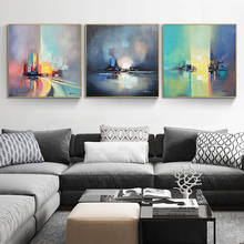 Abstract Colorful Building Hand Painted Paintings Wall Art Picture For Living Room Oil Painting on Canvas Handmade Home Decor 2024 - buy cheap