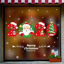 Санта-Клаус, Счастливого Рождества и нового года, настенные наклейки для магазина, домашний декор, «сделай сам», мультяшная роспись, искусство, фестиваль, наклейка на окно 2024 - купить недорого