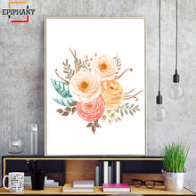 Arte de pared de guardería con pintura de flores, pinturas de pared modernas, decoración de habitación de niñas, pulgadas e impresiones 2024 - compra barato