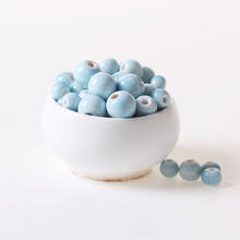 Cuentas redondas de cerámica azul para fabricación de joyas, cuentas de porcelana artesanal, agujero de cuentas espaciador, 6mm, 8mm, 10mm, 12mm, 50 Uds. 2024 - compra barato
